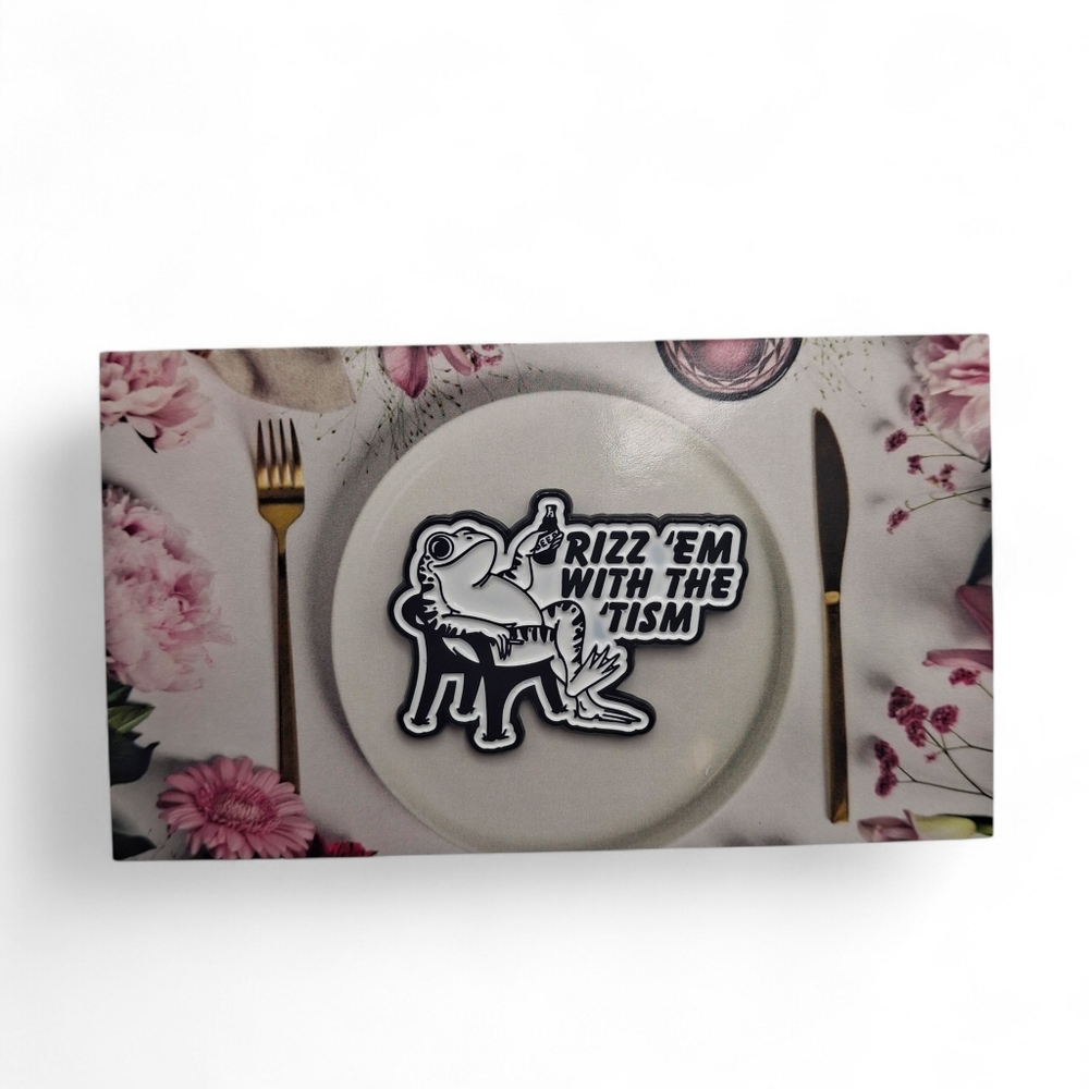 Frog "Rizz'em With The 'Tism" Enamel Pin - Picture 3 of 4